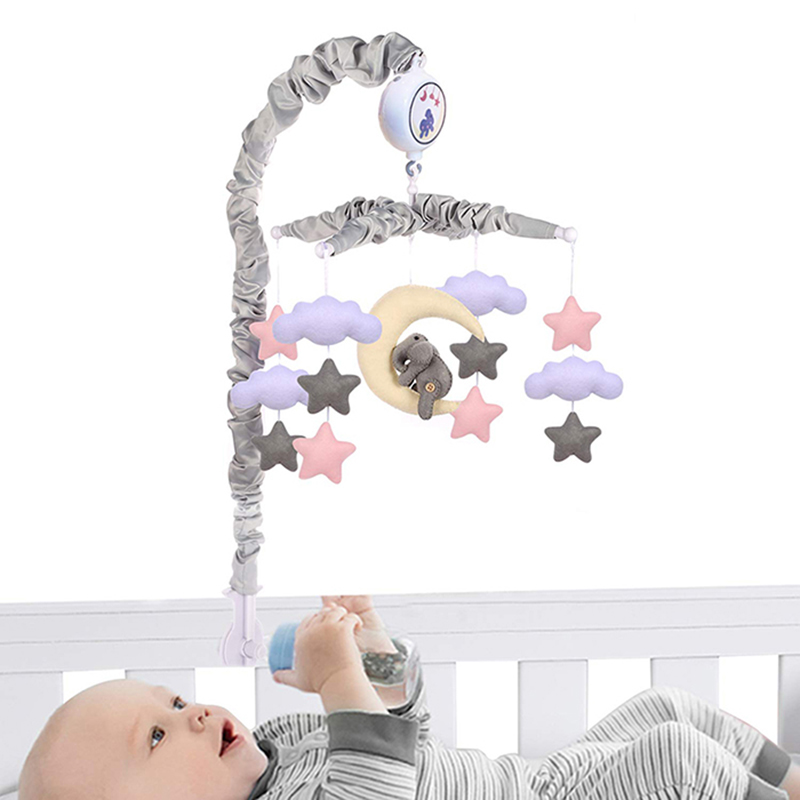 婴儿床铃0-1岁宝宝玩具新生儿益智安抚摇铃音乐可旋转布挂件悬挂