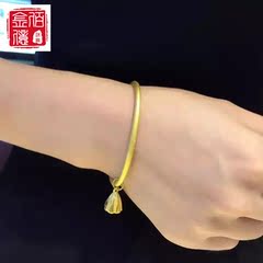 3D硬金莲花黄金手镯古典中国风足金999女款生日礼物佳偶天成佛家