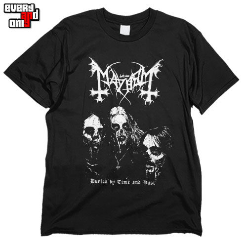 mayhem黑色死亡金属乐队buried by time and dust音乐纯棉短袖t恤