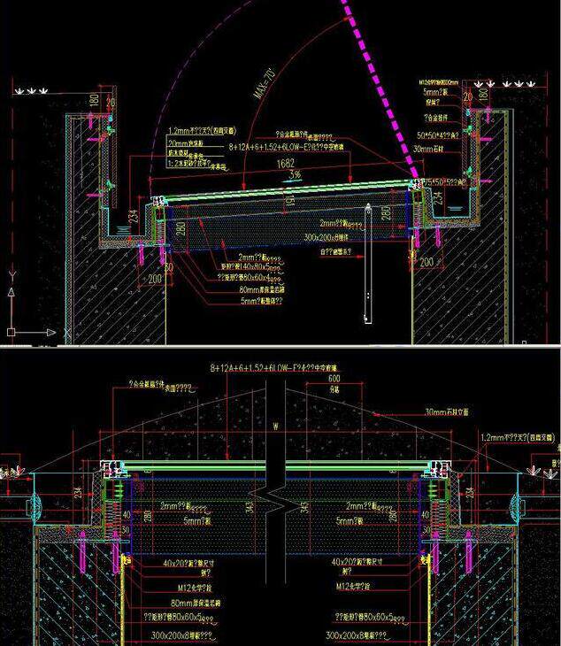 阳光房民宿客栈屋顶防水天窗cad施工图节点大样设计素材