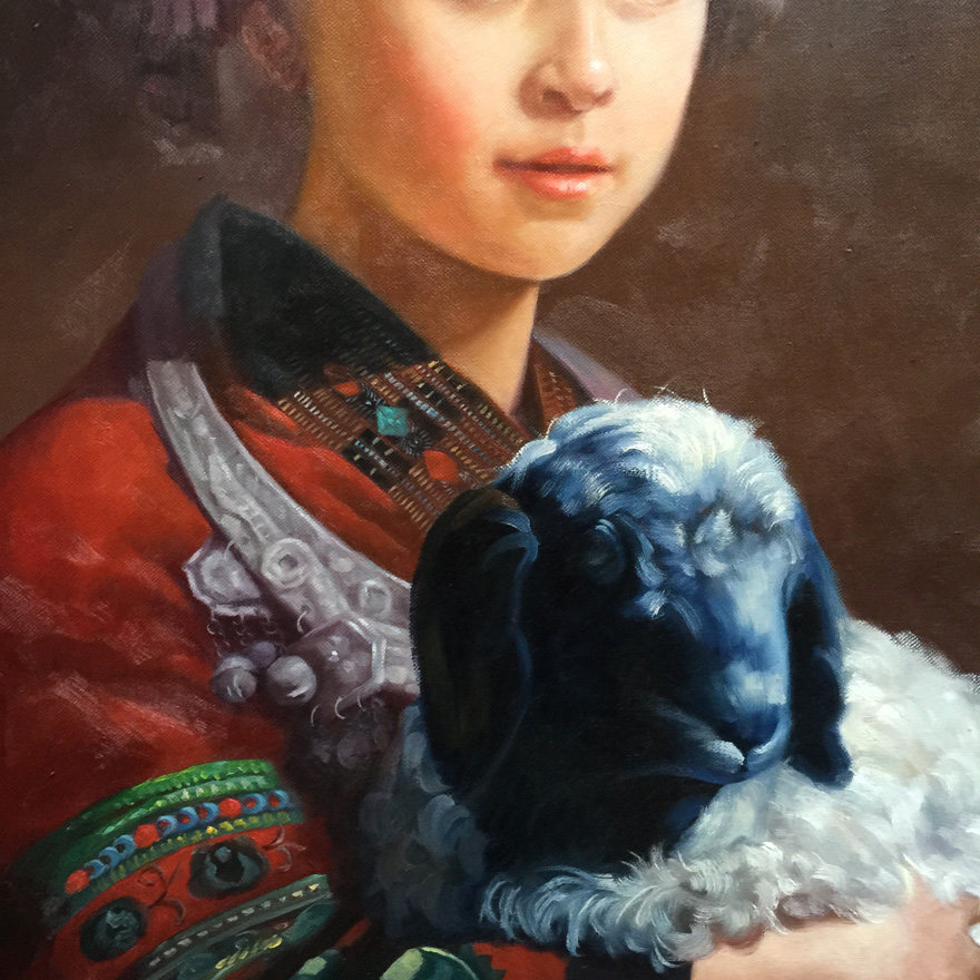 王会堂 《抱羊羔的苗族少女》临摹