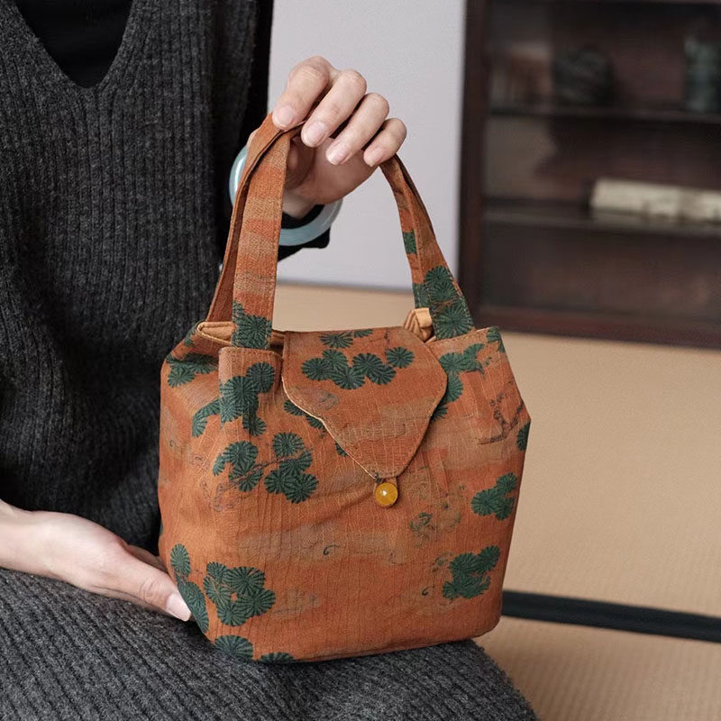 香云纱精致收纳包茶事包手提包棉麻布袋便携布包大容量茶人行囊