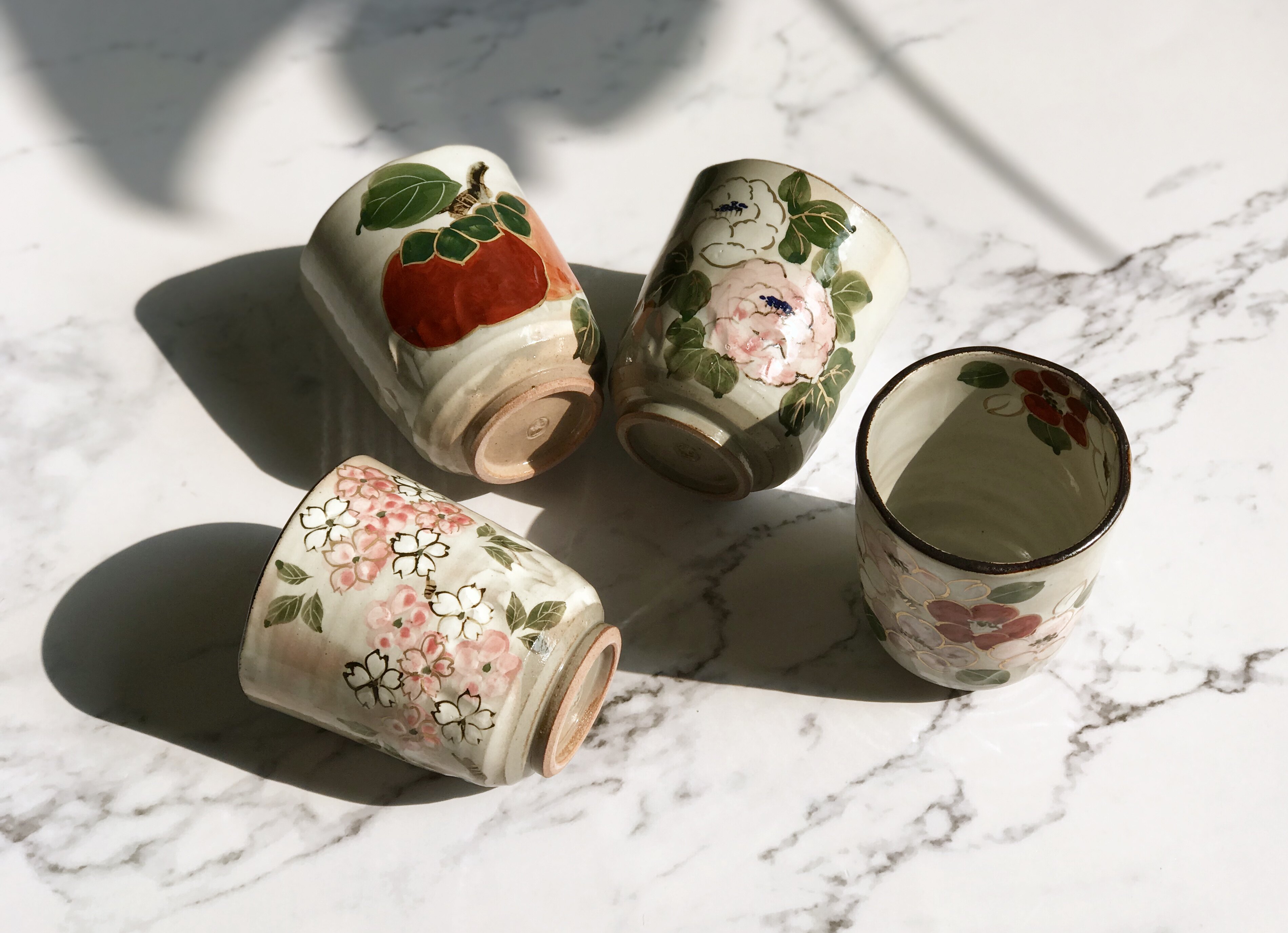 日本进口 京都清水烧森俊山作手绘漡吞 日式茶具茶杯(多款可选)