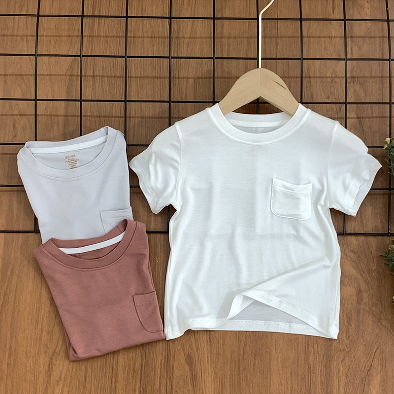 竹纤维宝宝短袖T恤薄款夏季半袖婴幼儿夏装外穿上衣婴儿衣服纯色