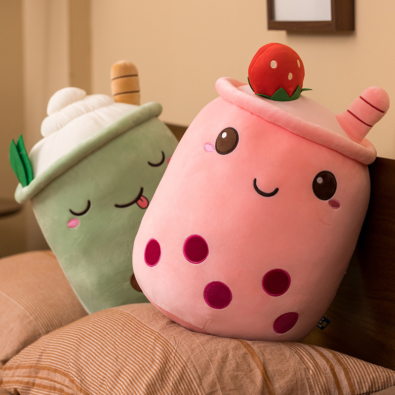 可爱水果奶茶杯玩偶毛绒玩具草莓奶茶表情抱枕靠垫超萌软大号女生