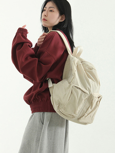 韩国代购 Two pocket soft backpack 美式复古双肩背包时尚百搭女