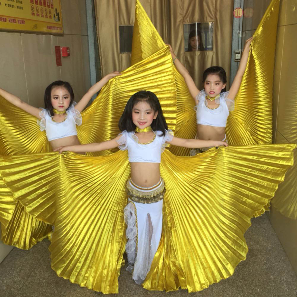 儿童肚皮舞金色翅膀创意舞蹈服表演出年会道具东方舞开幕式入场