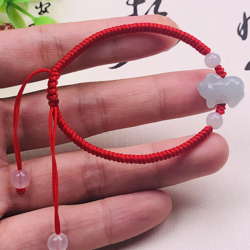 十二生肖属相红绳手链本命年转运手绳化太岁手工编织翡翠玉石手串