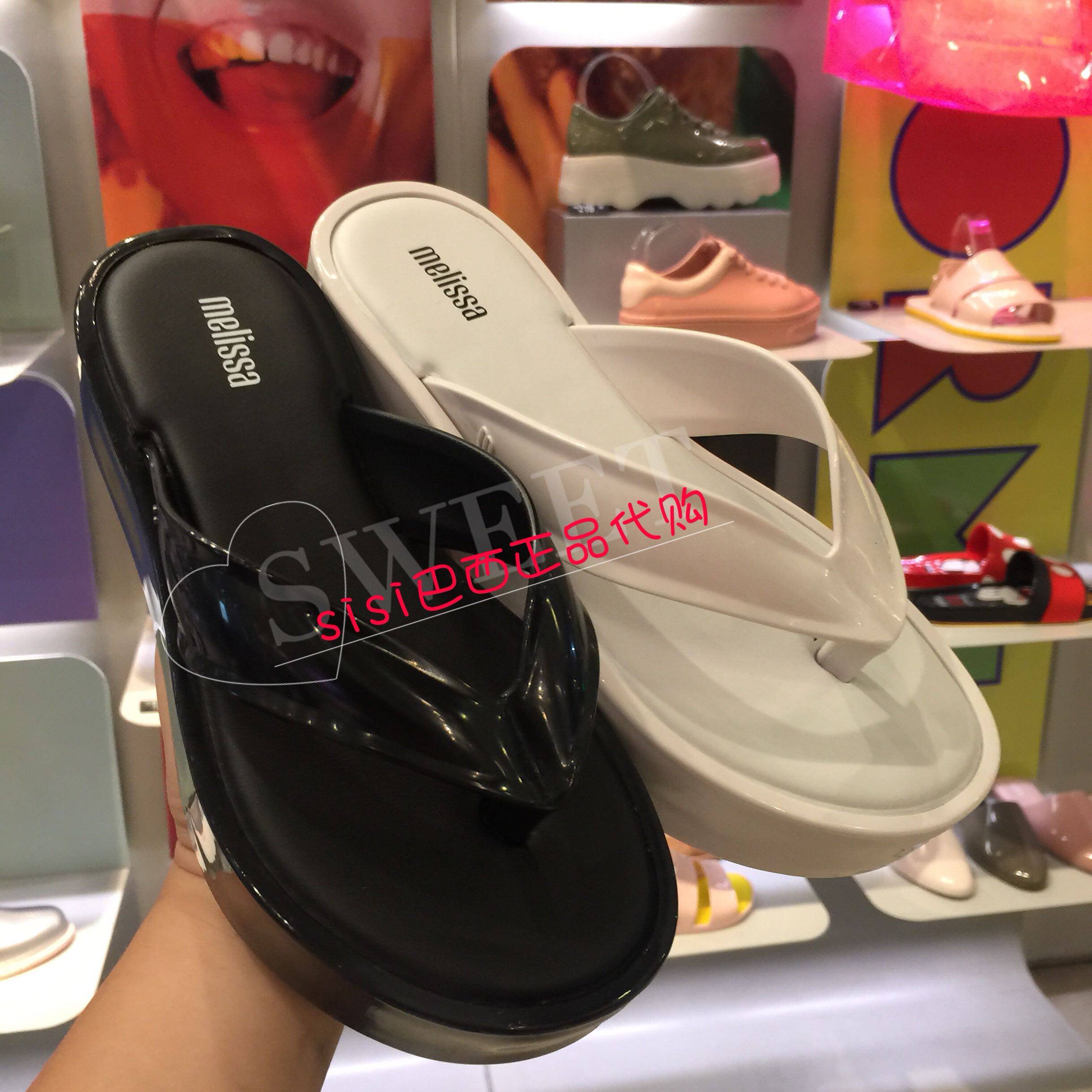 19新巴西梅丽莎melissa果冻夹脚人字拖松糕厚底拖鞋女鞋凉鞋