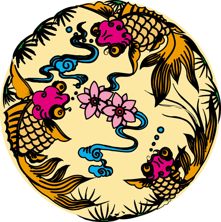 现代装饰画壁纸海报三鱼写真壁图贴画贴图防水现代装饰画