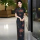 2025年春夏真丝走秀旗袍长款复古国风年轻气质中老年春夏日常可穿