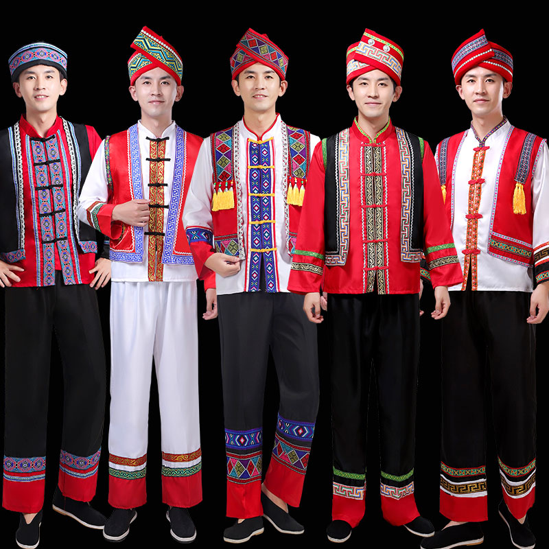 成人哈尼族男舞台服饰男士少数民族服装演出服舞蹈表演服套装