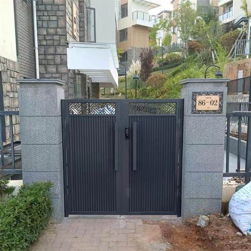 铁艺庭院门现代别墅大门农村院子入户花园门不锈钢单双开子母门