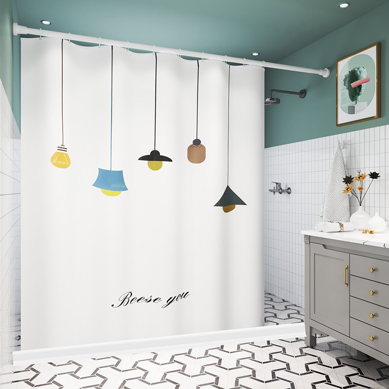 磁性浴帘套装淋浴房卫生间挡水条干湿分离隔断拉帘浴室洗澡防水布