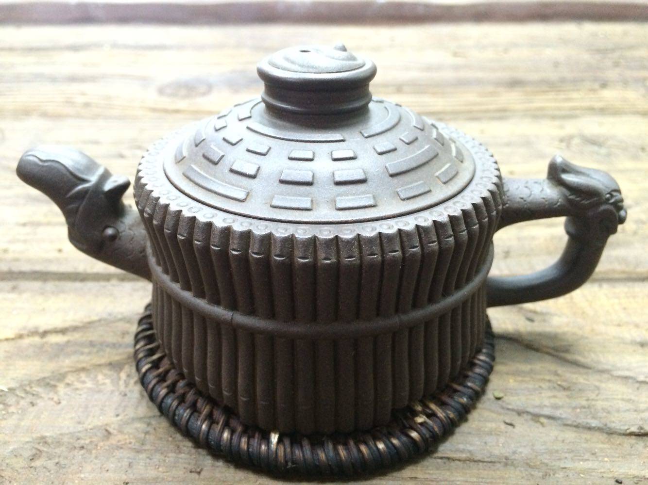 宜兴原矿纯全手工紫砂壶180cc龙头一捆竹紫泥(售罄)可预定 询价