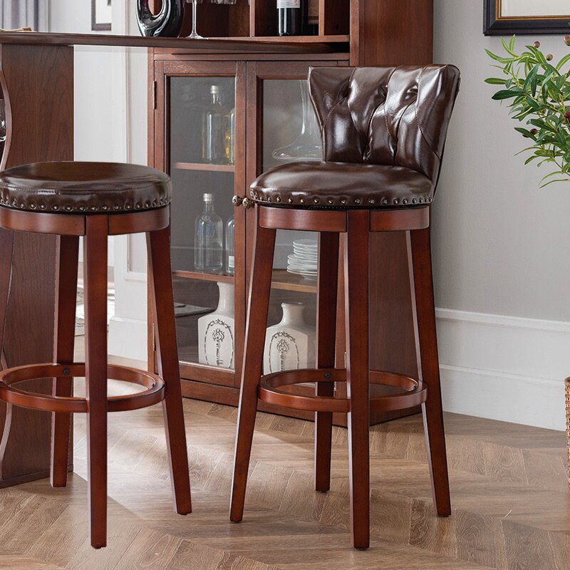欧式吧凳实木吧椅美式吧台椅简约椅子巴凳家用酒吧椅吧台凳高脚凳
