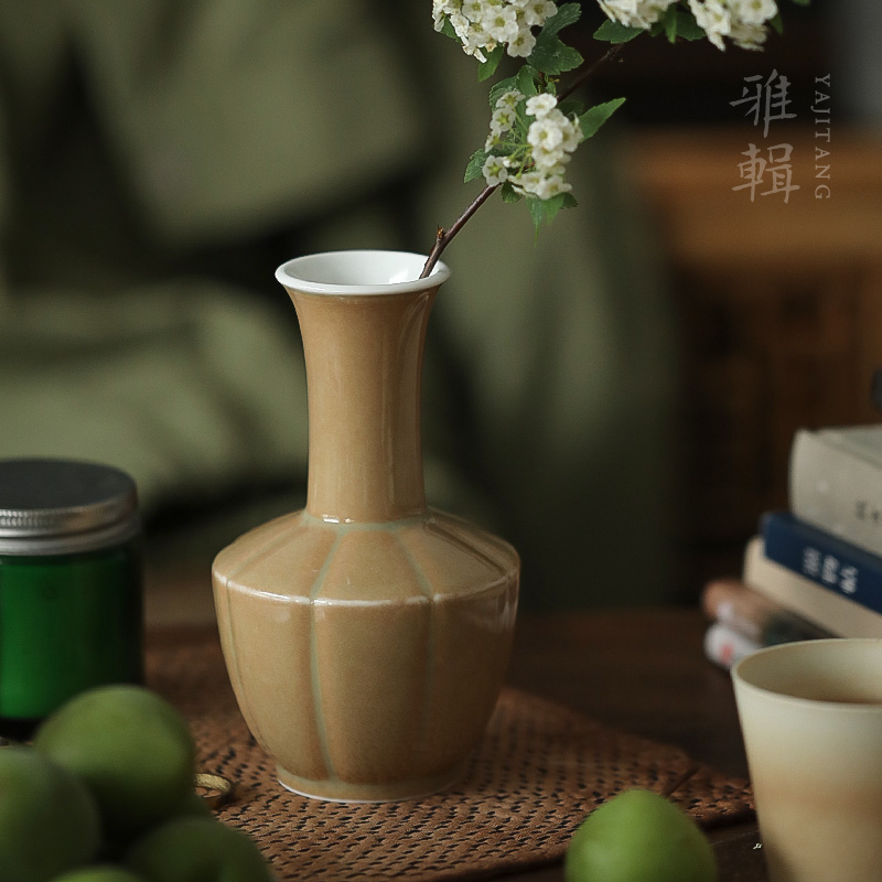 雅辑 宋韵 瓜棱小花瓶茶席花器花插 三色入Y