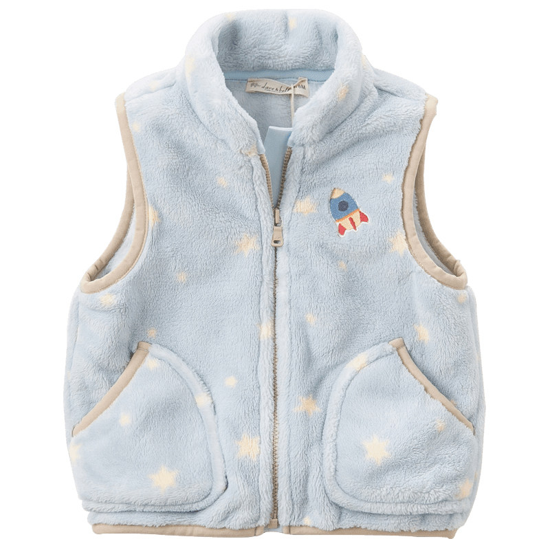 戴维贝拉童装男童女童马甲冬季新款宝宝毛绒坎肩儿童卡通可爱马夹