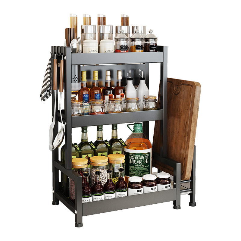 不锈钢厨房调料置物架调味品台面架子佐料多功能刀架油盐酱醋收纳