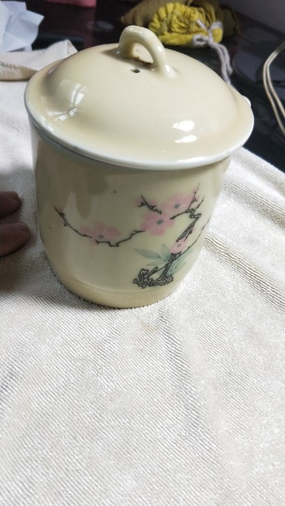 景德镇手绘水点桃花水杯12/9cm