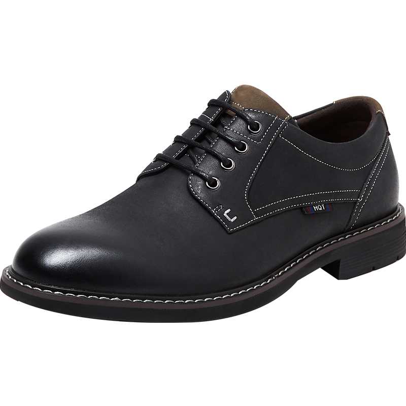 红蜻蜓男鞋春秋新款真皮休闲鞋子潮流百搭系带男士商务皮鞋男单鞋