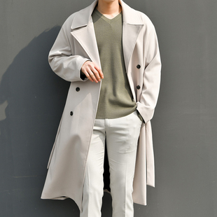 春季新款风衣男韩版中长款时尚外套青年休闲通勤流行帅气男士大衣