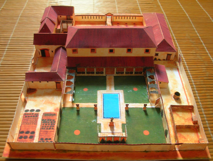 纸模制作diy手工作业益智玩具古代罗马别墅庭院建筑3d立体纸模型