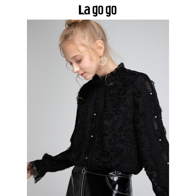 Lagogo/拉谷谷2018新款甜美时尚公主风蕾丝衫女HCSS57ZA11 2