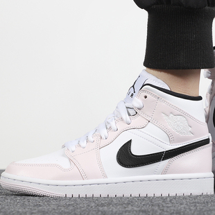 耐克女鞋jordan1  aj1情人节玫瑰粉白高帮板鞋休闲鞋bq6472-500
