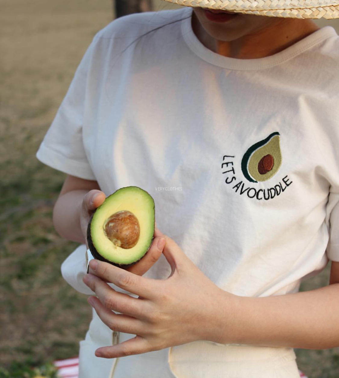 0551#韩国 ins热门 刺绣 牛油果 短袖 t恤