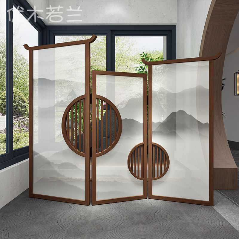 新中式移动屏风隔断客厅实木遮挡现代简约定制榫卯工艺小户型折屏