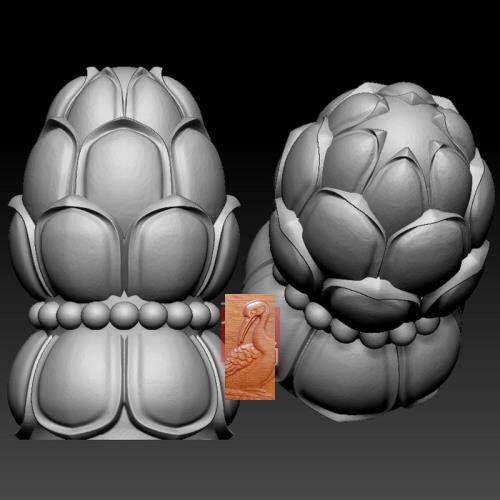 莲花花柱三维立体圆雕stl文件柱子柱头雕刻机图纸背景墙软包