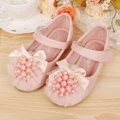 韩版品牌春款女童鞋可爱珍珠公主鞋儿童外贸单鞋女宝宝真皮鞋子
