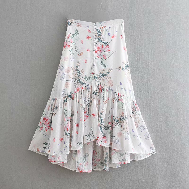 A24335124FMP9035 Versatile printing skirt Elastic waist Self cultivation Green leaf Europe and America new pattern Button decoratein the Women's clothing/Boutique , Skirts category - from Buy2taobao.com to provide professional Taobao agent buy service