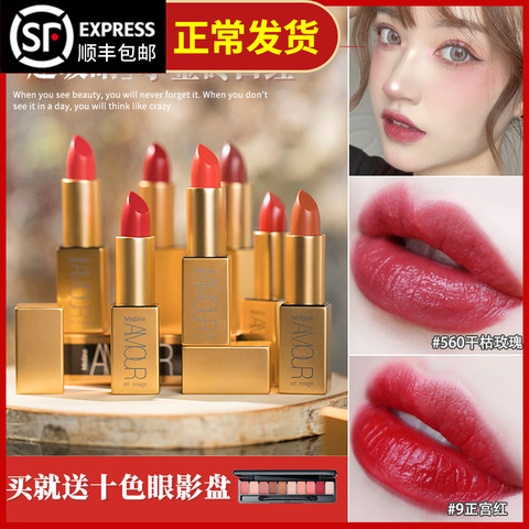 戚薇同款~泰国mistine蜜丝婷小金砖口红女学生款唇膏显白小金条06