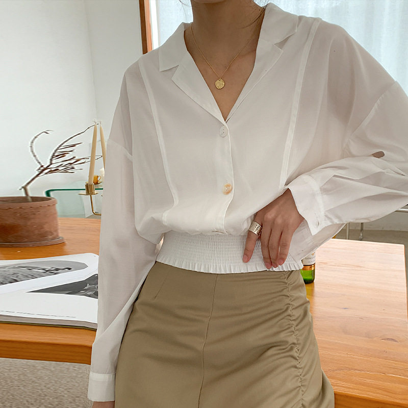 v字领衬衫女韩版