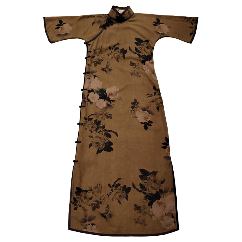 旧事旗袍现货 醉归 绢纺香云纱柔顺民国一片式无省宽松倒大袖夏