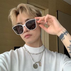 gm米白色墨镜男款潮大脸高级感网红方形大框时尚个性ins太阳眼镜