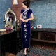 清货 高档中年妈妈旗袍连衣裙 亮片金丝绒旗袍长款显瘦走秀演出服