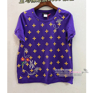 9050紫色短袖T恤夏季2024新款香港LC美式复古正肩棉质上衣潮ins