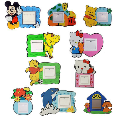 10个装 卡通开关贴 简约开关套 墙贴 装饰贴泡沫开关贴双开开关贴