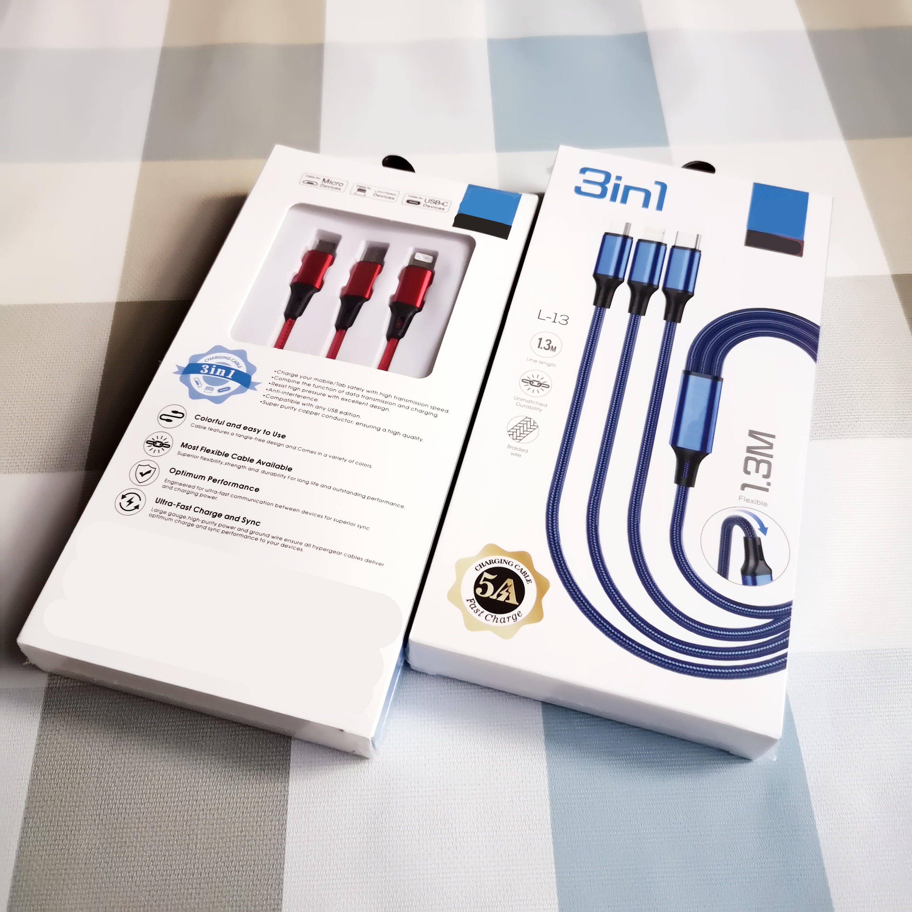 安卓type-c三合一数据线3合1一分三拖一托三智能数据充电线批蕟