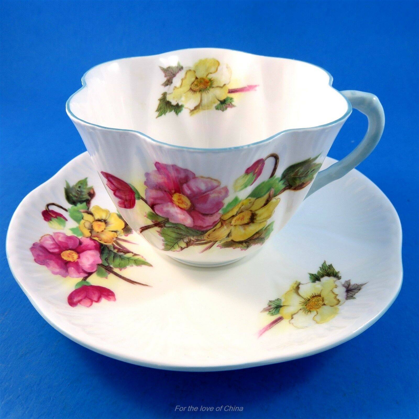 代购古董陶瓷器精致形状秋海棠shelley雪莱茶杯茶碟茶杯