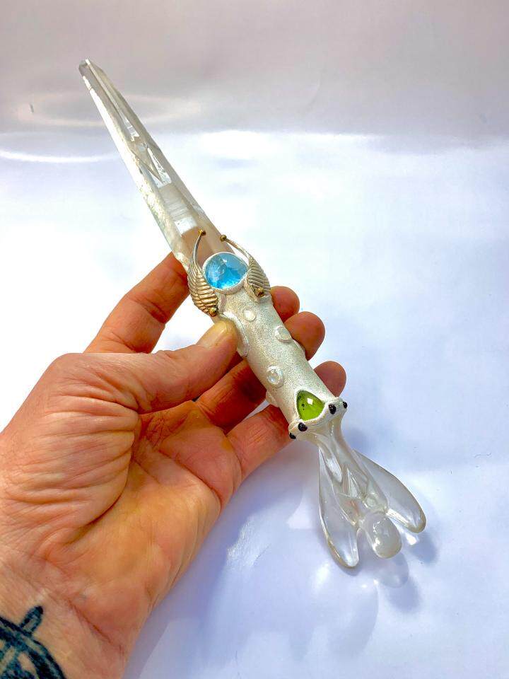 英国代购delicate㊣ 手作华丽精致宝石石英雕刻天使灵气师魔杖——尖