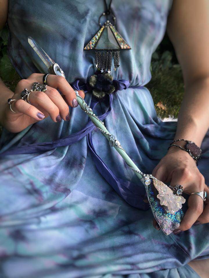 美国代购magic手作魔法女王仙女天使光环石英水晶手杖权杖魔杖