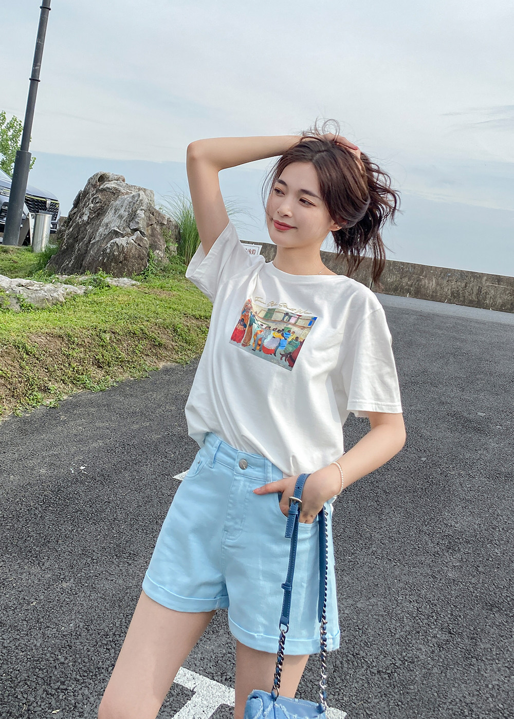 烈儿lierkiss【艺术油画】宽松显瘦网红印花t恤女夏短袖短款上衣