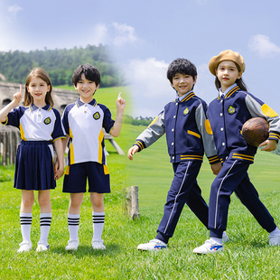 小学生校服夏装英伦风学院风幼儿园园服班服春秋套装棒球服三件套