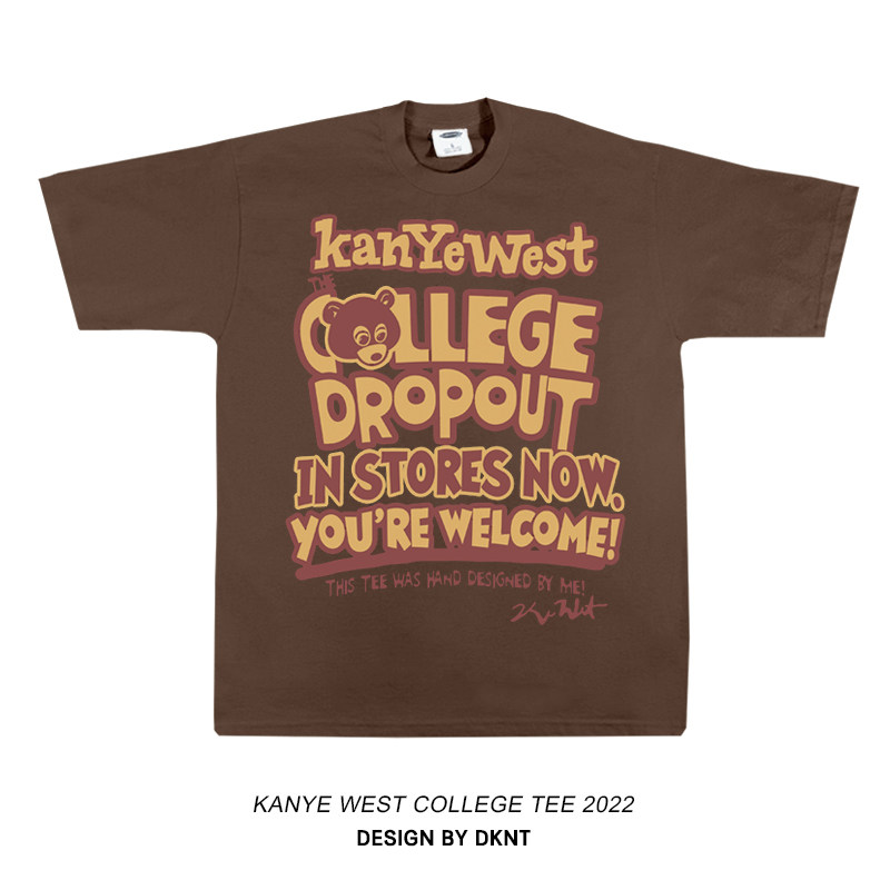 坎耶韦斯特 kanyewest 小熊 logo 歌词 印花 短袖t恤 嘻哈 美式