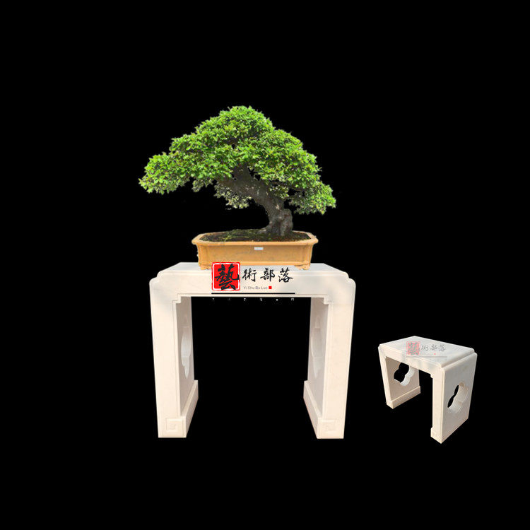 大理石盆景石头架芝麻灰盆景花架园林花架石凳子庭院花盆石材底座