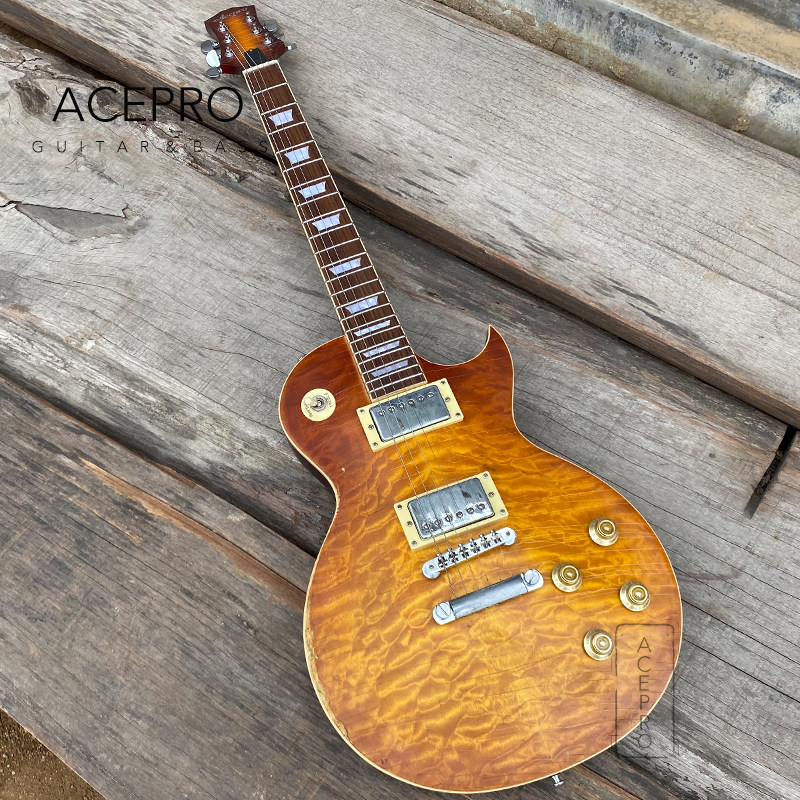 正品aceproguitarae680手工做旧吉他专业入门复古怀旧吉他电吉他